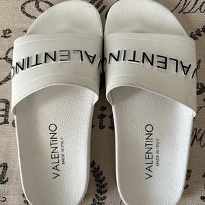 White Valentino Slides